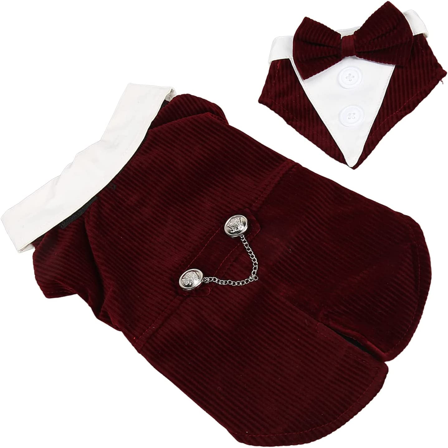 Pet Wedding Suit Stylish Elegant Decorative, Dog Tuxedo Collar Wedding Suit Shirt Attire with Bow Tie (XS) Animals & Pet Supplies > Pet Supplies > Dog Supplies > Dog Apparel Tnfeeon XS  