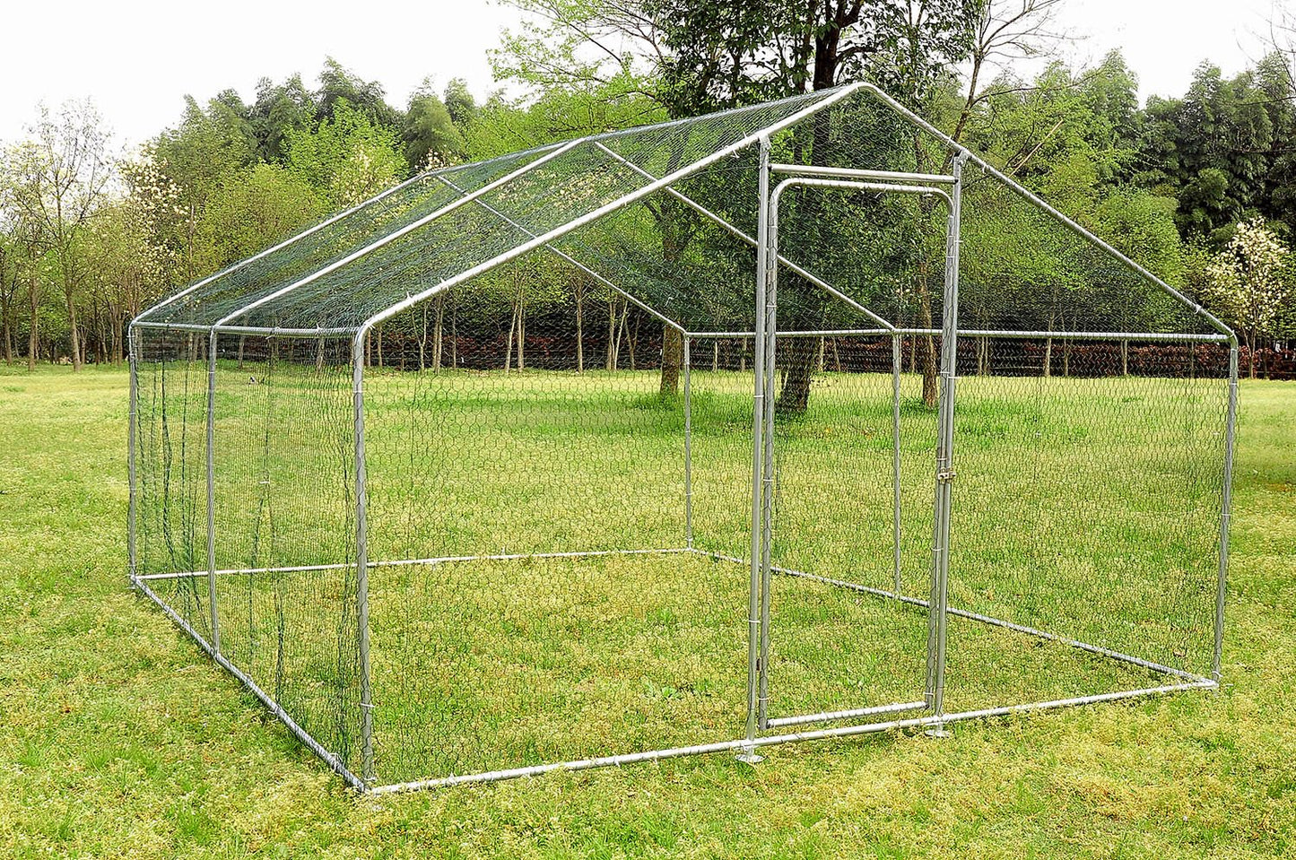 Walsport 10X10Ft Chicken Run Coop Walk in for Poultry Rabbit Hen Cage Pen Heavy Duty Metal Design with Door Animals & Pet Supplies > Pet Supplies > Dog Supplies > Dog Kennels & Runs Walsport   