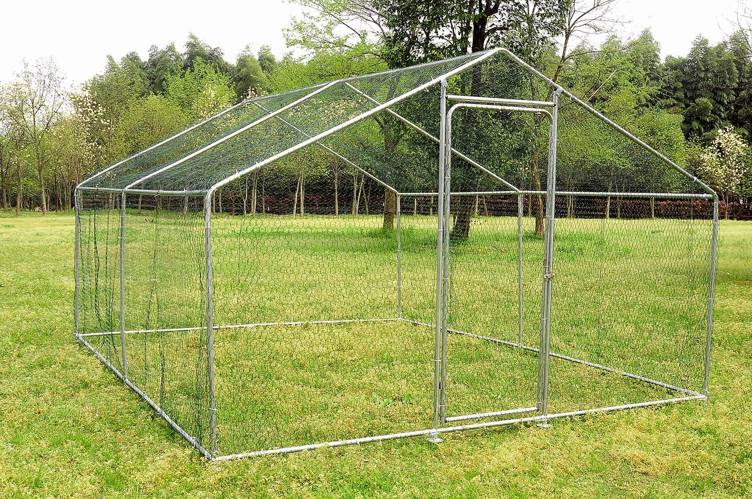 Walsport 10X10Ft Chicken Run Coop Walk in for Poultry Rabbit Hen Cage Pen Heavy Duty Metal Design with Door Animals & Pet Supplies > Pet Supplies > Dog Supplies > Dog Kennels & Runs Walsport   