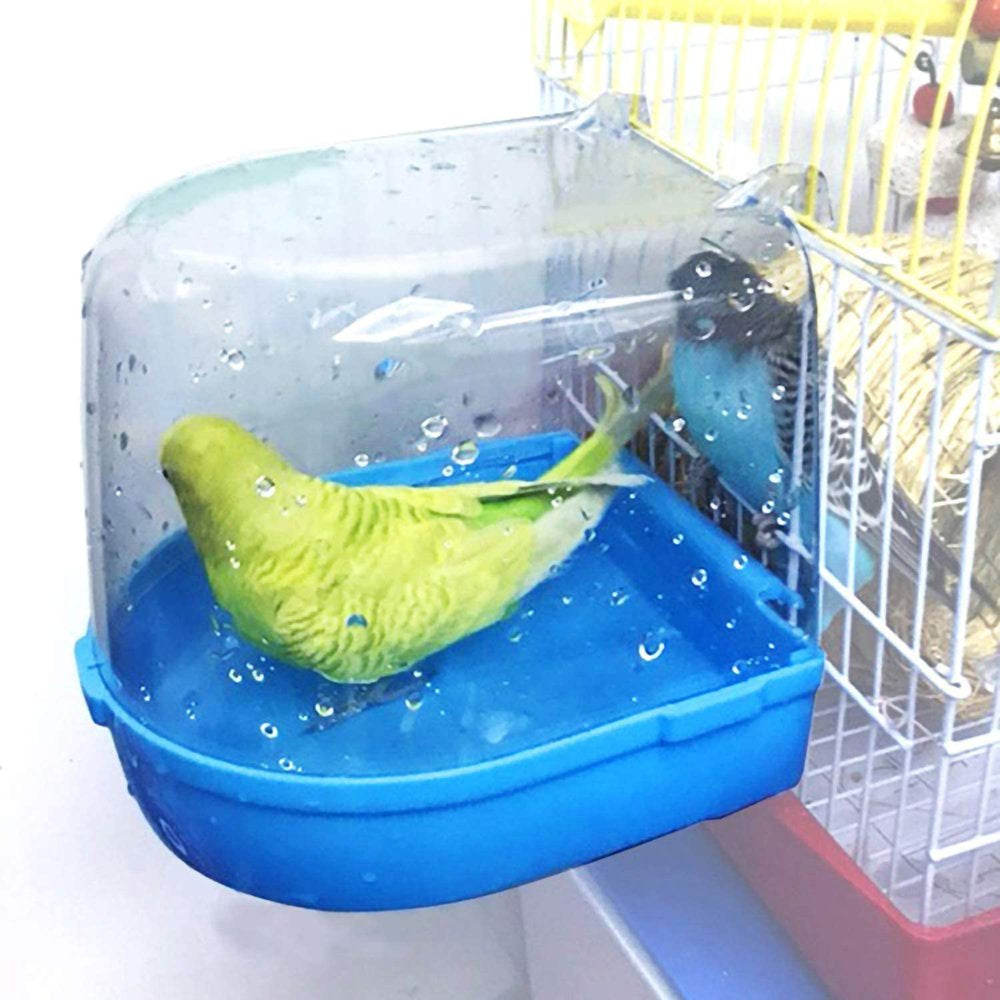 CABINAHOME Clear Bird Bath for Cage Bird Cage Accessories Hanging Bird Tub for Small Bird Cockatiel, Conure, Parakeet, White Animals & Pet Supplies > Pet Supplies > Bird Supplies > Bird Cage Accessories CABINAHOME   