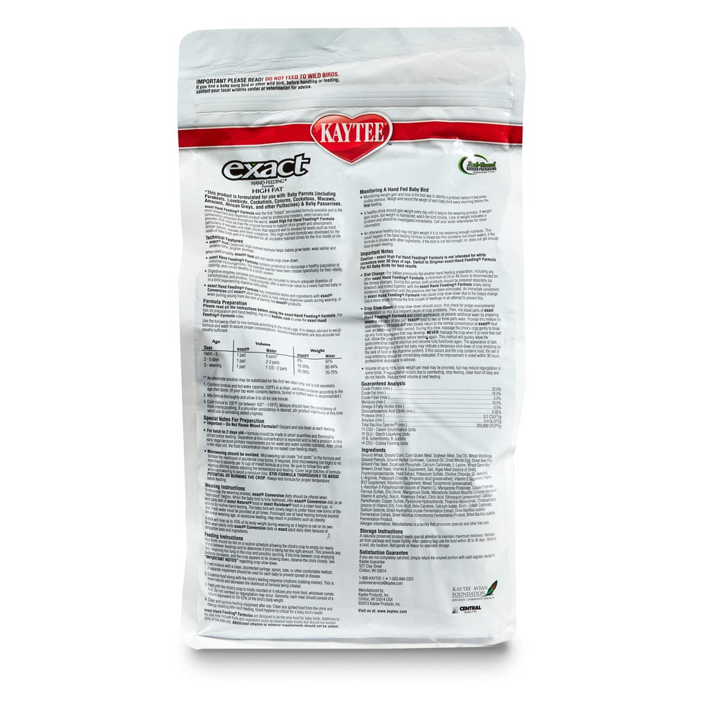 Kaytee Exact Handfeeding - High Fat 5 Lb Animals & Pet Supplies > Pet Supplies > Bird Supplies > Bird Food Central Garden and Pet   