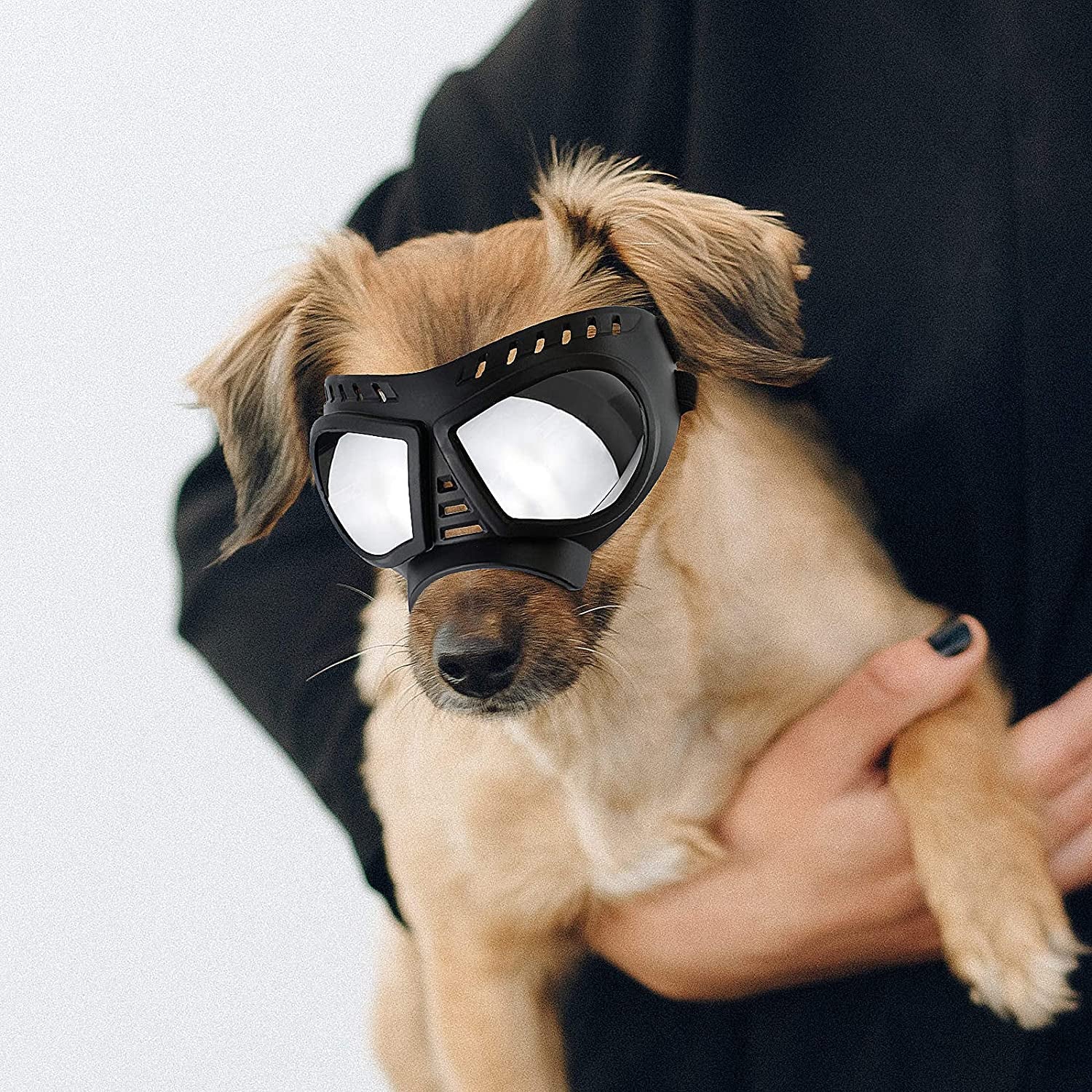 ENJOYING Small Dog Goggles Anti-Uv Doggy Sunglasses Soft Pet Motorcycle Eyewear Fog-Proof Windproof Shatterproof Dog Glasses for Small-Medium Dogs, Blue Animals & Pet Supplies > Pet Supplies > Dog Supplies > Dog Apparel Enjoying Silver Small 