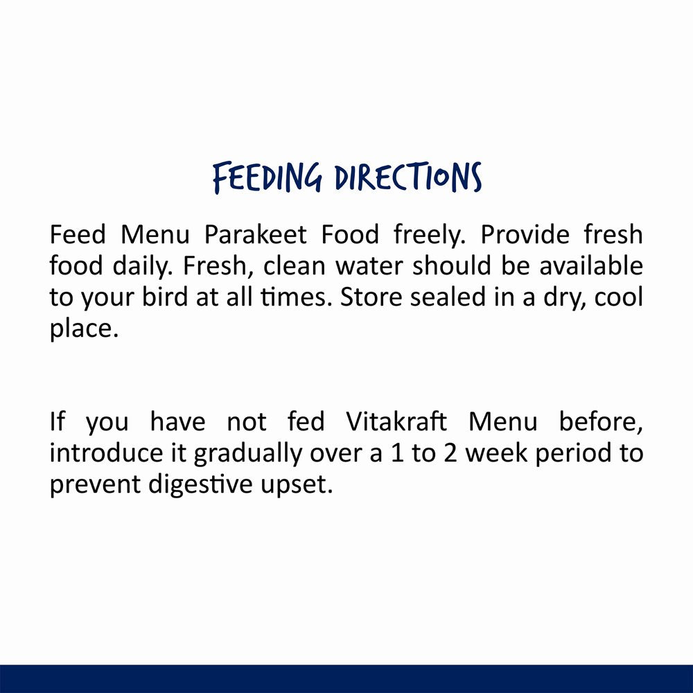 Vitakraft Menu Premium Parakeet Food - Vitamin-Fortified - Daily Pet Bird Food Animals & Pet Supplies > Pet Supplies > Bird Supplies > Bird Food Vitakraft Sun Seed   