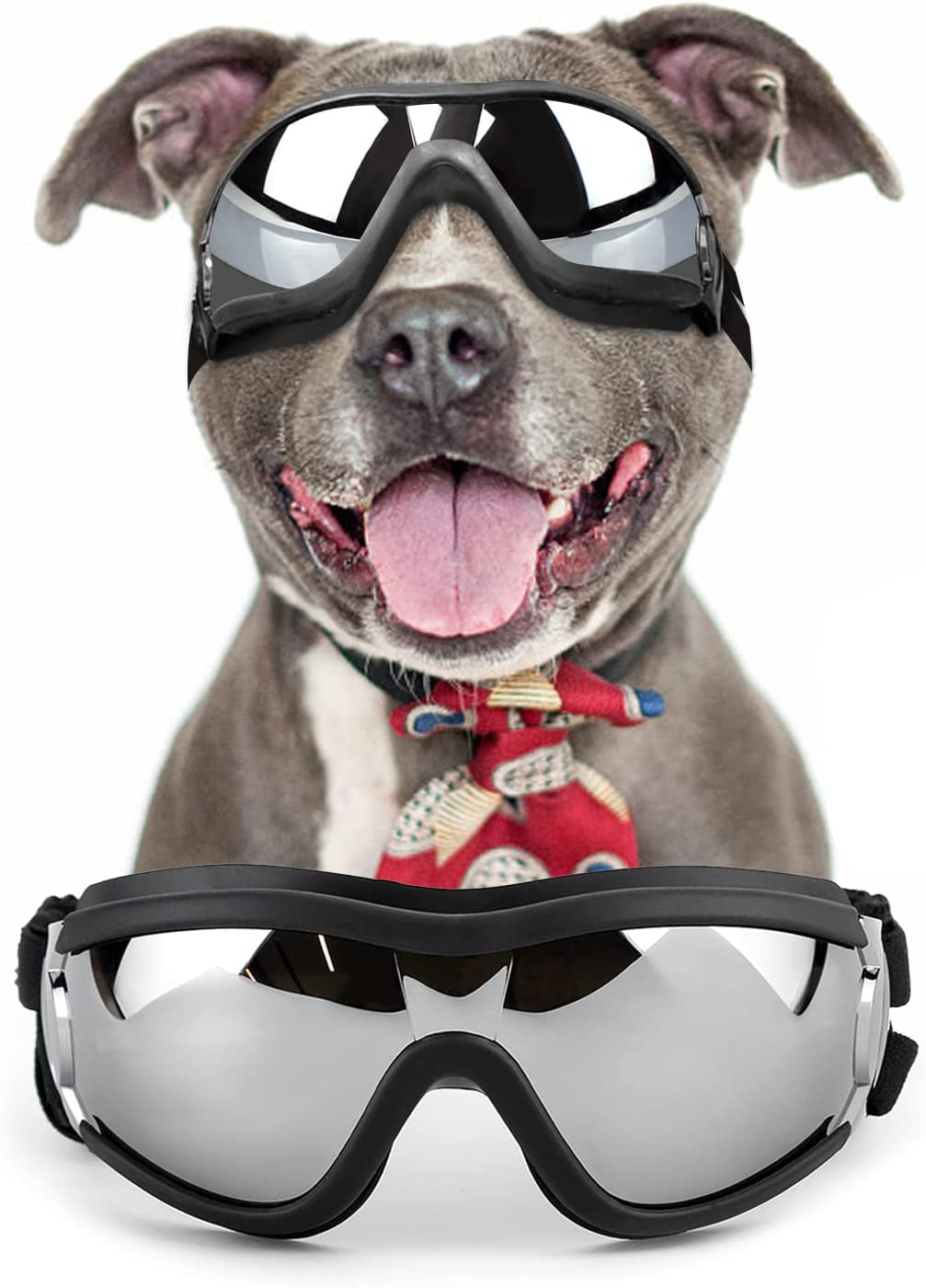 NAMSAN Dog Sunglasses Medium to Large Dog UV Transparent Goggles Windproof Anti-Dust Snowproof Pet Glasses with Elastic Straps, Clear Animals & Pet Supplies > Pet Supplies > Dog Supplies > Dog Apparel Namsan Black  