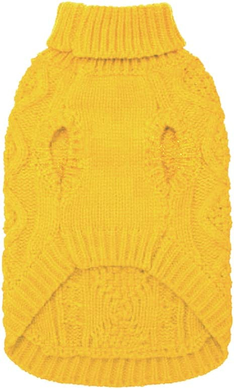 Dog Sweater - Classic Turtleneck Knitted Cable Knit Dog Jumper Coat, Warm Pet Winter Clothes Outfits for Pet Dogs Cats Puppy Kitty in Cold Season (Yellow, Medium) Animals & Pet Supplies > Pet Supplies > Dog Supplies > Dog Apparel Bwealth   