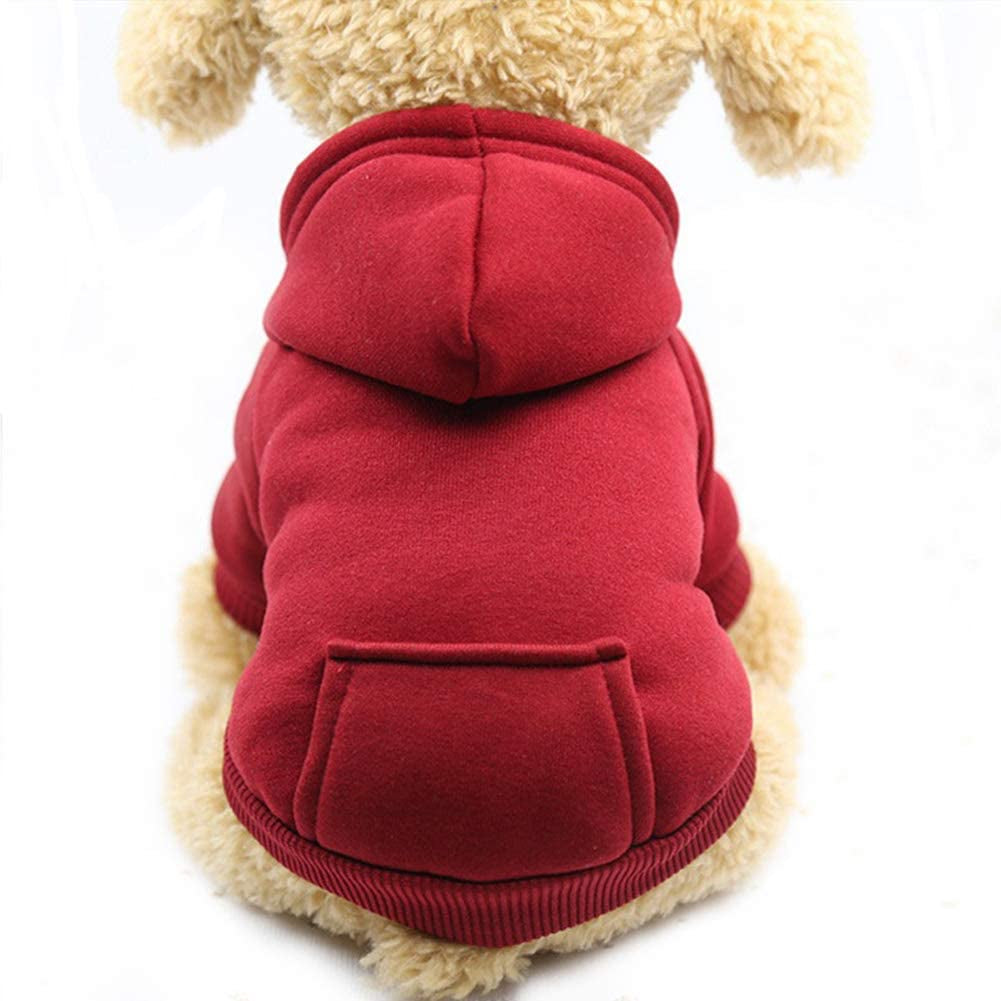 Jecikelon Winter Dog Hoodie Sweatshirts with Pockets Warm Dog Clothes for Small Dogs Chihuahua Coat Clothing Puppy Cat Custume (Medium, Orange) Animals & Pet Supplies > Pet Supplies > Dog Supplies > Dog Apparel Jecikelon Wine red X-Small 