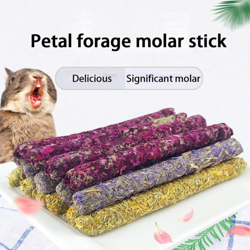 Natural Flowers Flavored Timothy Hay Sticks Rabbit Chew Toys Hamster Molar Snacks Perfect Food Accessories for Bunny Guinea Pigs Rats Chinchillas Gerbils and Other Small Animals Animals & Pet Supplies > Pet Supplies > Small Animal Supplies > Small Animal Treats Autmor   