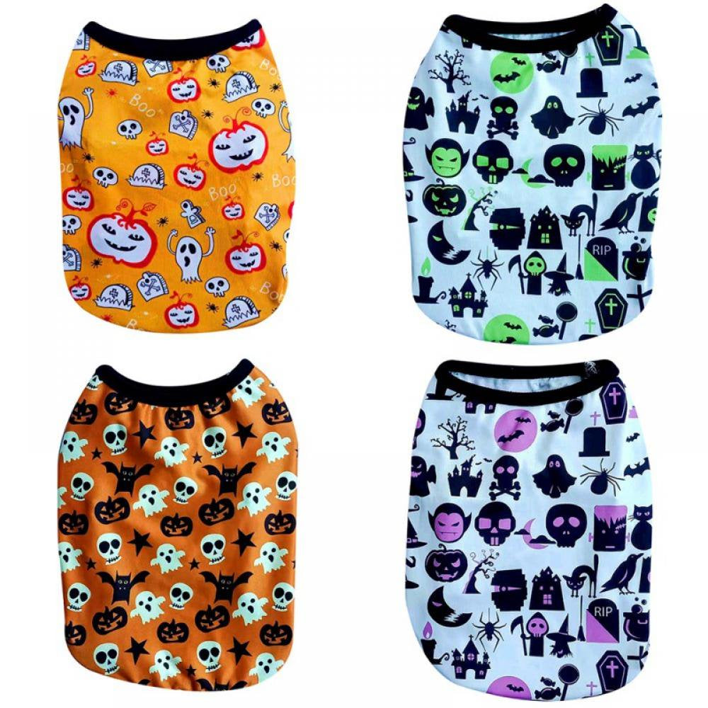 Halloween Pet Puppy Shirt Small Dog Cat Doggie Clothes Dress Vest T Shirt Apparel Skull Print Doggy Sweatshirt XS-XL Animals & Pet Supplies > Pet Supplies > Cat Supplies > Cat Apparel AVAIL   