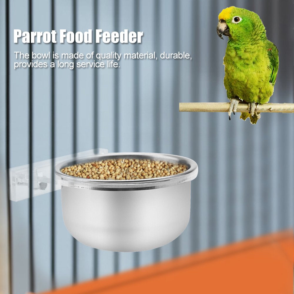 Tebru Bird Cage Food Water Feeder Bowl + Rack Parrot Parakeet Cage Accessories, Parrot Food Feeder,Bird Cage Feeder Animals & Pet Supplies > Pet Supplies > Bird Supplies > Bird Cage Accessories Tebru   