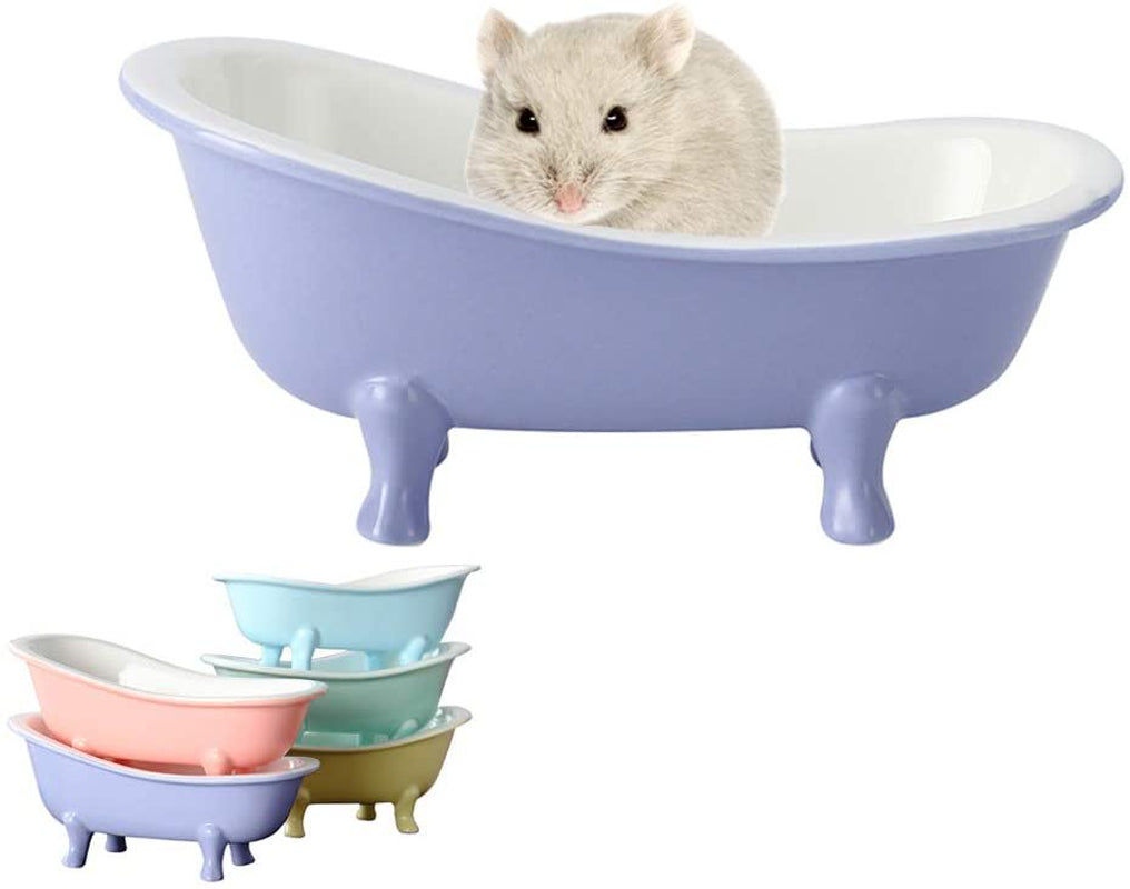 Small Animal Hamster Bed, Ice Bathtub Accessories Cage Toys, Ceramic Relax Habitat House, Sleep Pad Nest for Hamster, Food Bowl for Guinea Pigs/Squirrel/Chinchilla（Sky Blue） Animals & Pet Supplies > Pet Supplies > Small Animal Supplies > Small Animal Bedding COSARRETY Purple  