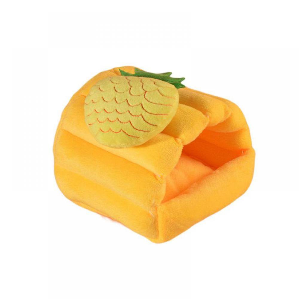 Topumt Hamster Bed Houses and Hideouts Warm Cotton Nest Cave for Small Pet Animals Cage Habitat Decor Animals & Pet Supplies > Pet Supplies > Small Animal Supplies > Small Animal Habitats & Cages Topumt M Yellow Pineapple 