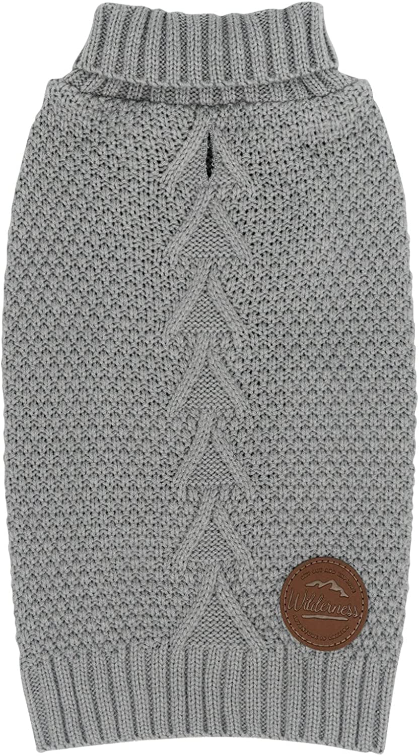 Cyeollo Dog Sweaters for Small Dogs Turtleneck Knitted Sweaters with Leash Hole Fall Small Dog Clothes Winter Pets Apparel Animals & Pet Supplies > Pet Supplies > Dog Supplies > Dog Apparel cyeollo Grey X-Large 