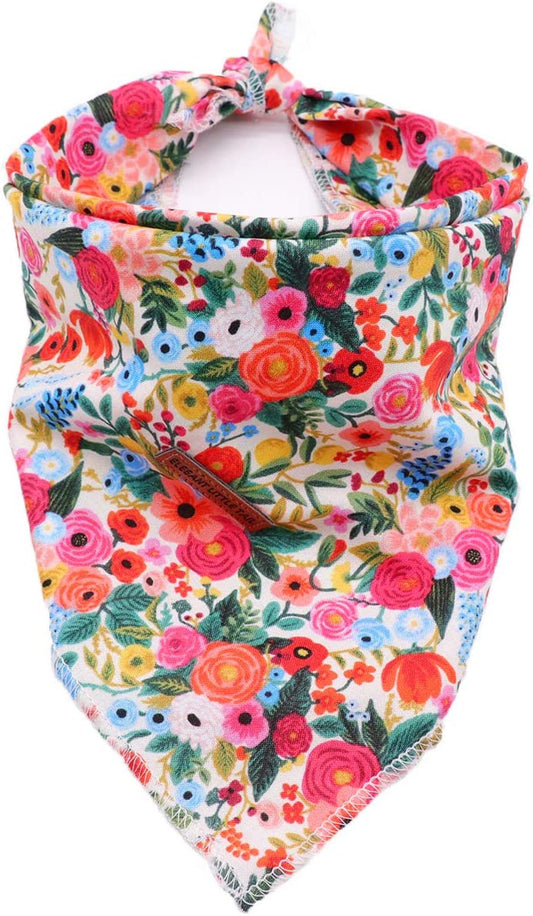 Elegant Little Tail 1PCS Pet Dog Bandana Washable Reversible Cotton Bibs Scarf, Adjustable Square Dog Kerchief for Small to Large Dogs and Cats Animals & Pet Supplies > Pet Supplies > Dog Supplies > Dog Apparel Elegant little tail Floral Small (1 Count) 