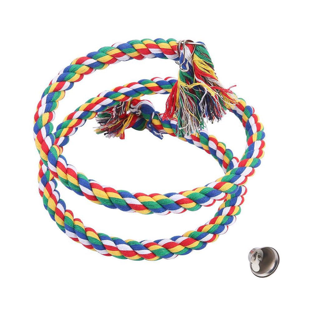 Parrot Rope Toy with Bell Braided Parrot Chew Rope Bird Cage Cockatiel Toy Pet Bird Training Accessories Pet Plaything Supplies Animals & Pet Supplies > Pet Supplies > Bird Supplies > Bird Cage Accessories OurLeeme   