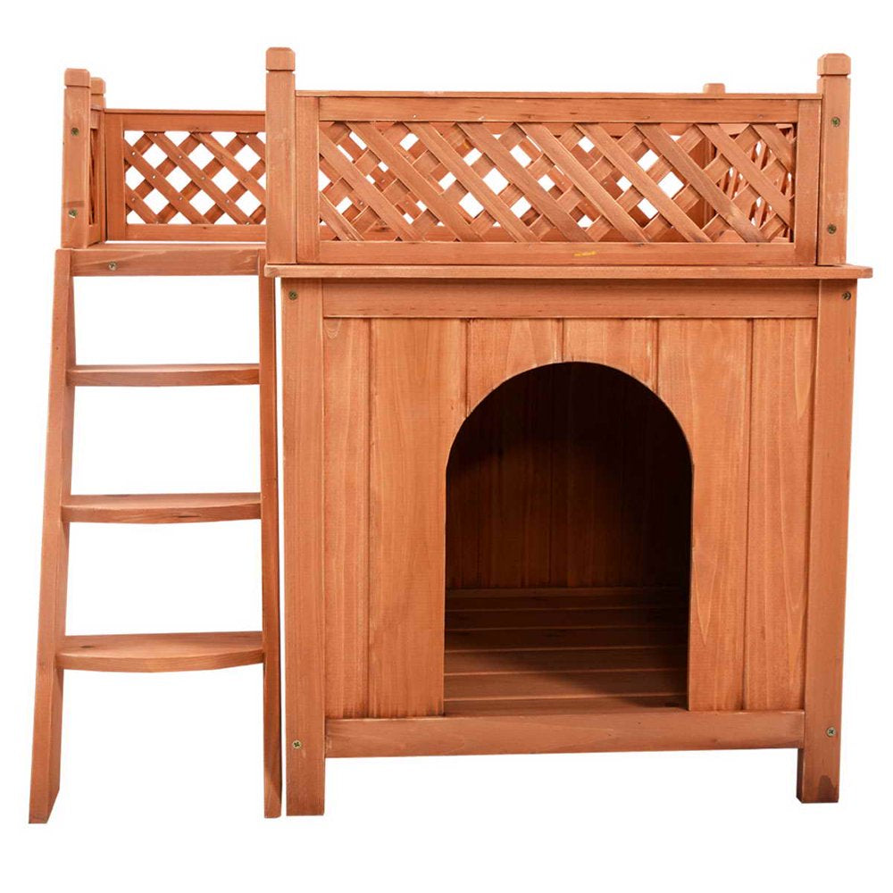 Topbuy Wooden Puppy Dog House Wood Pet Room W/ Raised Roof for Balcony Animals & Pet Supplies > Pet Supplies > Dog Supplies > Dog Houses Topbuy   