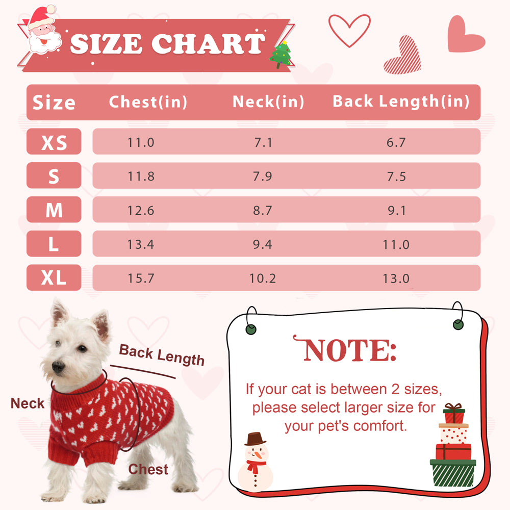 ROZKITCH Dog Serater Love Pattern, Puppy Festival Winter Clothes, Pet Apparel Red Love Heart Knitwear Pullover Sweatshirts for Small and Medium Dogs Cats Animals & Pet Supplies > Pet Supplies > Dog Supplies > Dog Apparel ROZKITCH   