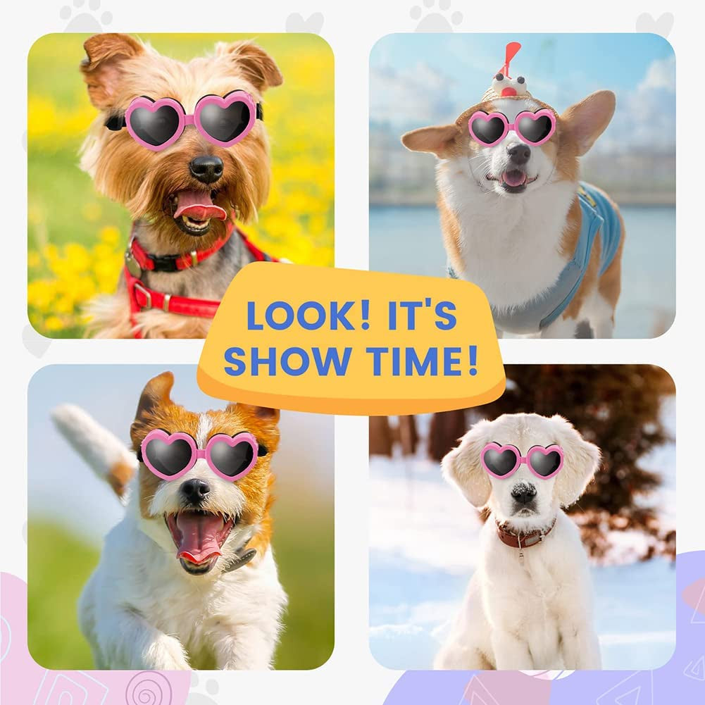 Mekek Dog Sunglasses Dog Goggles, UV Protection Doggy Sunglasses Love Shaped Dog Sunglasses Fashionable Vintage Pet Glasses Eye Wear Protection with Adjustable Strap for Small or Medium Dog Animals & Pet Supplies > Pet Supplies > Dog Supplies > Dog Apparel Mekek   