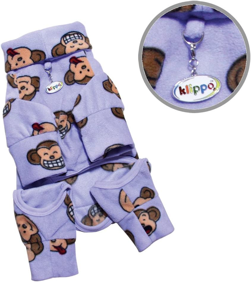 Klippo Silly Monkey Fleece Turtleneck Pajamas/Bodysuit/Loungewear/Coverall - Lavender - Medium Animals & Pet Supplies > Pet Supplies > Dog Supplies > Dog Apparel Klippo Pet   