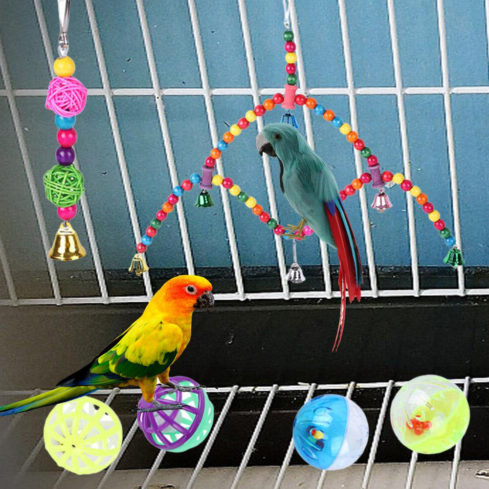 Pakewalm Colorful Bird Toys Pet Birds Chew Toy 14Pcs Swing Standing Chewing Toys for Small Parrots Parakeet Love Birds Finches Parakeet Cage Accessories Welcoming Animals & Pet Supplies > Pet Supplies > Bird Supplies > Bird Cage Accessories Pakewalm   