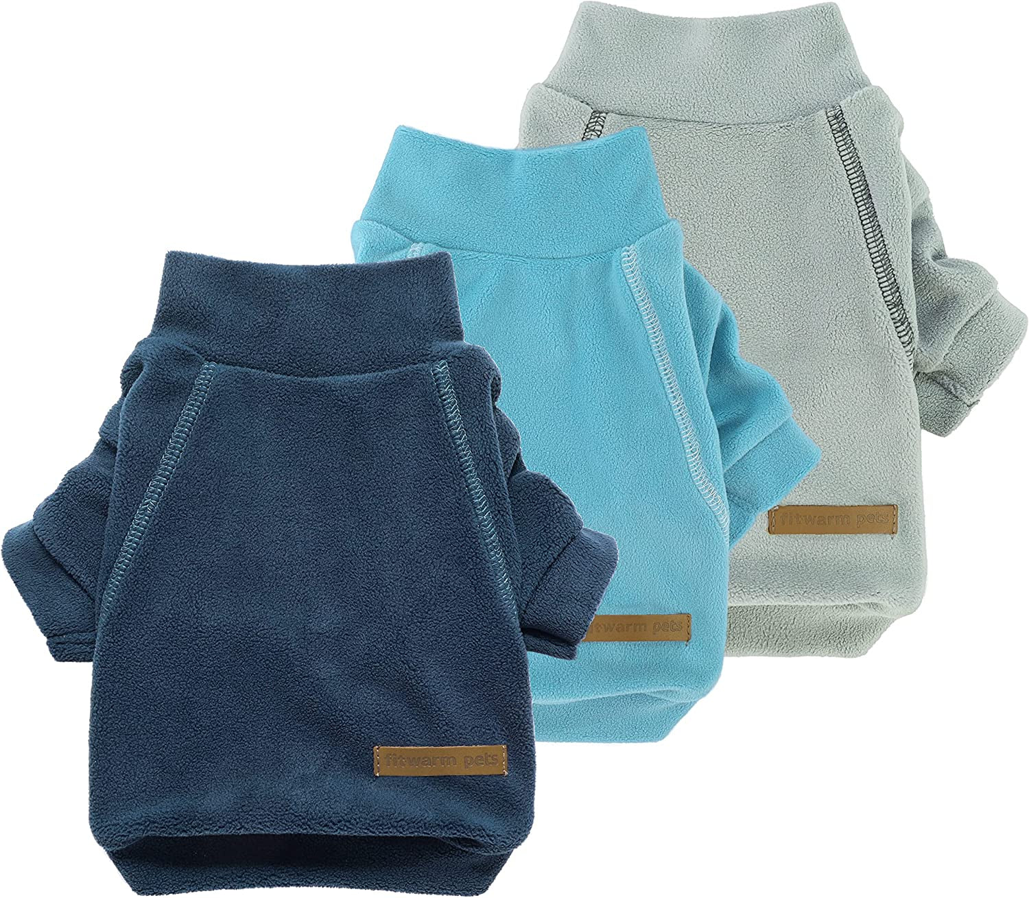 Fitwarm 3 Pack Classic Fleece Dog Sweater, Turtleneck Dog Sweatshirt, Dog Winter Clothes for Small Dogs Boy Girl, Pet Pullover Jumper, Cat Apparel, Blue, Grey, Navy, Small Animals & Pet Supplies > Pet Supplies > Dog Supplies > Dog Apparel Fitwarm Blue-Grey-Navy Small 