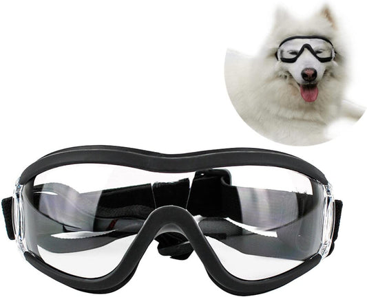 Dog Goggles,Dog Sunglasses,Waterproof Windproof Eye Protection Cool Dog Goggles,Dog Goggles with Adjustable Strap,Pet Glasses Eye Wear Protection for Medium/Large Dog(Transparent) Animals & Pet Supplies > Pet Supplies > Dog Supplies > Dog Apparel Saycker   