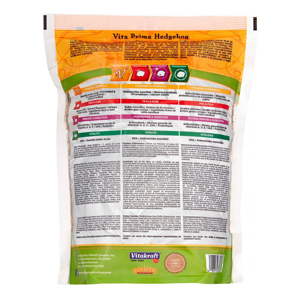 Sunseed Vita Prima Sunscription Exotics Dry Hedgehog Food, 25 Oz Animals & Pet Supplies > Pet Supplies > Small Animal Supplies > Small Animal Food Worldwide Sourcing   