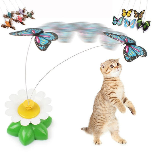 Meihuida Funny Electric Rotating Butterfly Bird Rod Wire Cat Teaser Play Toy for Pet Cat Kitten Animals & Pet Supplies > Pet Supplies > Cat Supplies > Cat Toys Meihuida Butterfly random 