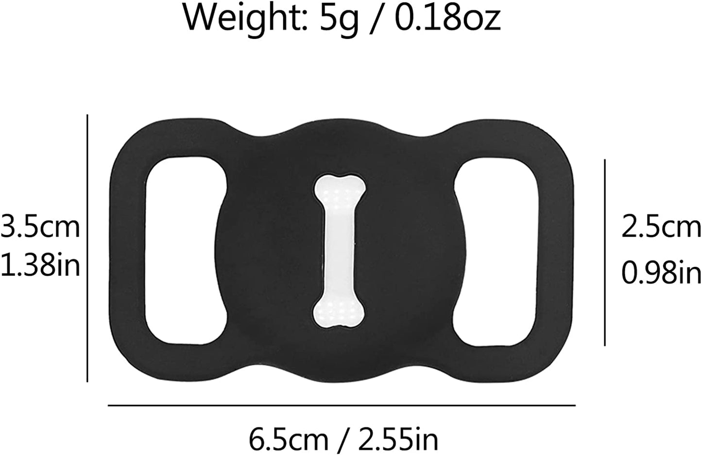 Holder Compatible for Airtag Airtag on Dog Collar Silicone Case Cover Accessory for Pets Cats Compatible with Apple Finder Location Tracker Black & White
