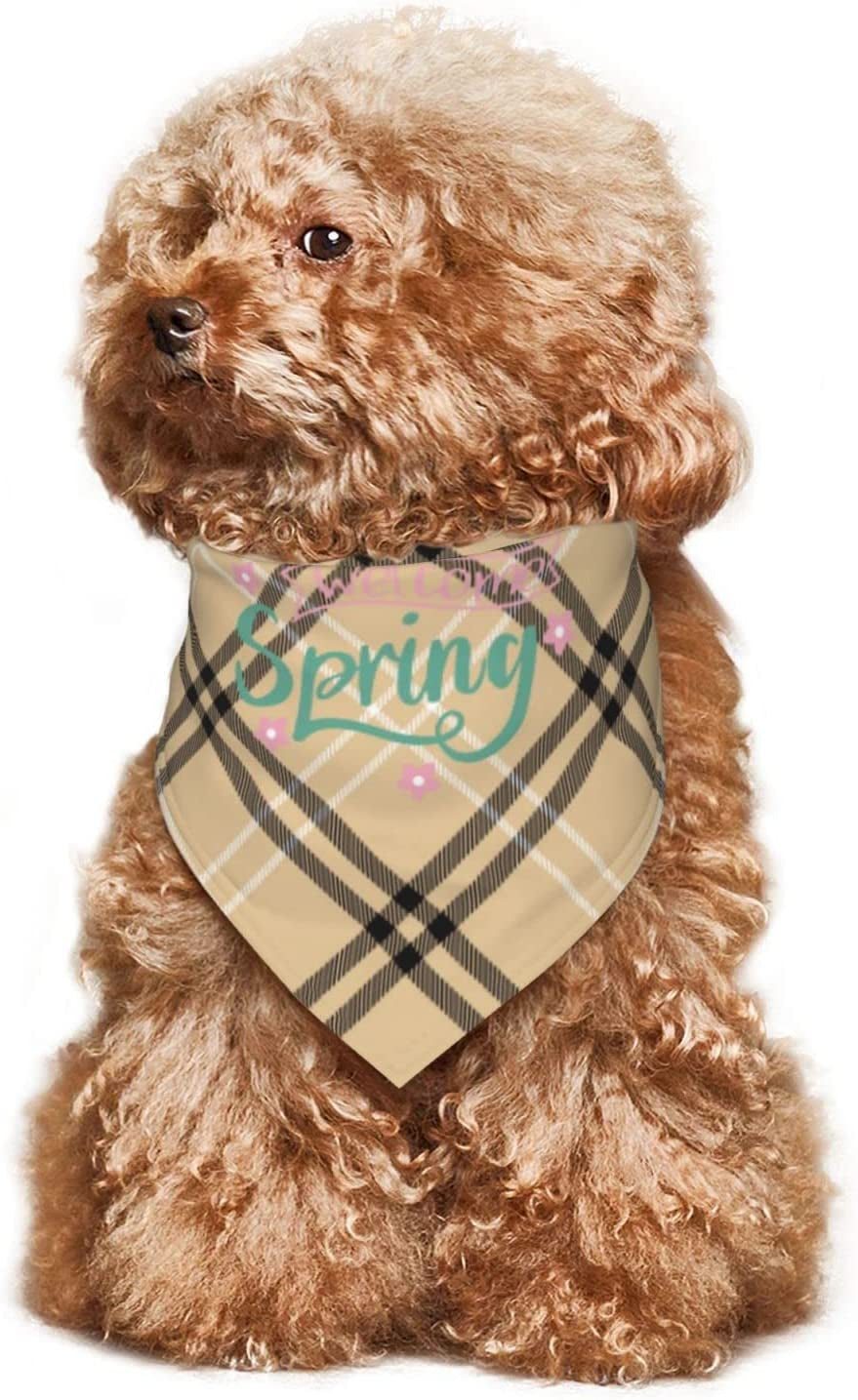 Handwritten Colorful Welcome Spring Pet Dog and Cat Decorative Triangle Scarf,Dog Bandana,Breathable and Stain Resistant. Animals & Pet Supplies > Pet Supplies > Dog Supplies > Dog Apparel ZALTAS   