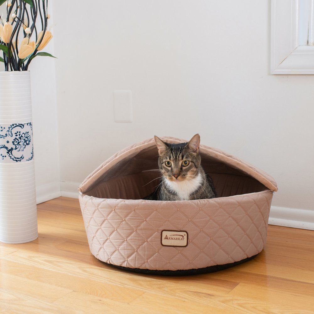 Armarkat Cat Bed, Small, Pale Silver and Beige, C33HQH/MH-S Animals & Pet Supplies > Pet Supplies > Cat Supplies > Cat Beds Aeromark Intl Inc M Light Apricot 