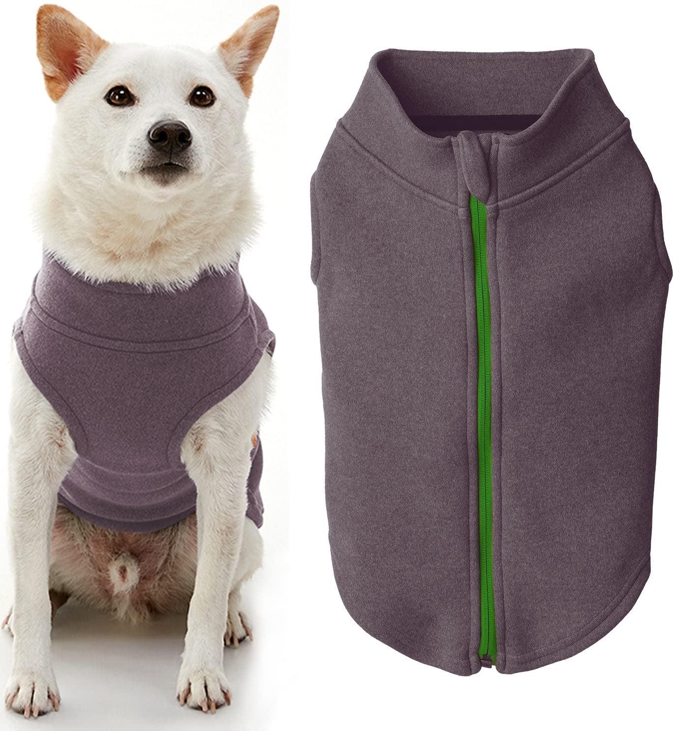 Gooby Zip up Microfiber Fleece Dog Sweater - Purple, Medium - Warm Double Layered Soft Microfiber Fleece Step-In Dog Jacket without Ring Leash - Winter Dog Sweaters for Small Dogs and Medium Dogs Animals & Pet Supplies > Pet Supplies > Dog Supplies > Dog Apparel Inafiction USA Purple-Micro Large chest (~20") 