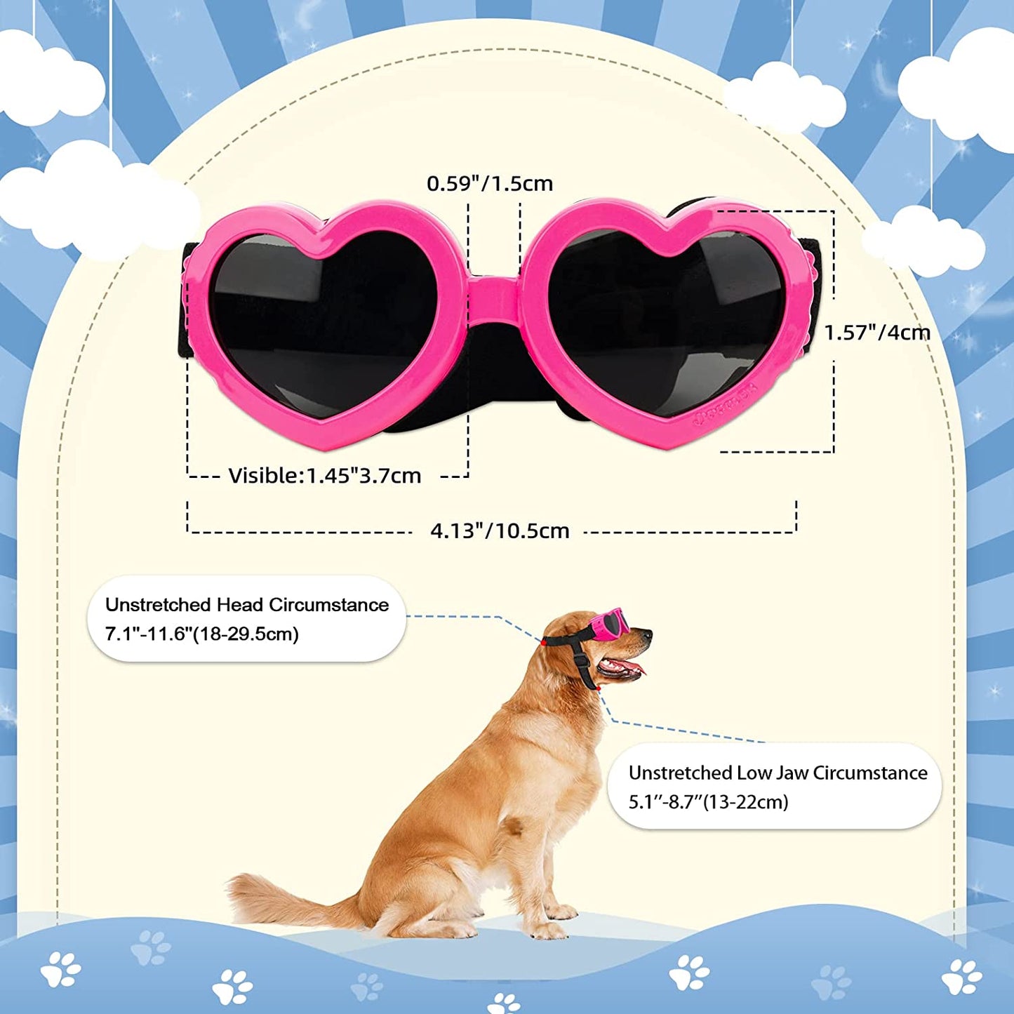 FUNUPUP Small Dog Sunglasses Dog Goggles Small Breed Dog Glasses Doggy UV Protection Sunglasses Heart Shaped Puppy Sunglasses with Adjustable Strap (Pink) Animals & Pet Supplies > Pet Supplies > Dog Supplies > Dog Apparel FUNUPUP   