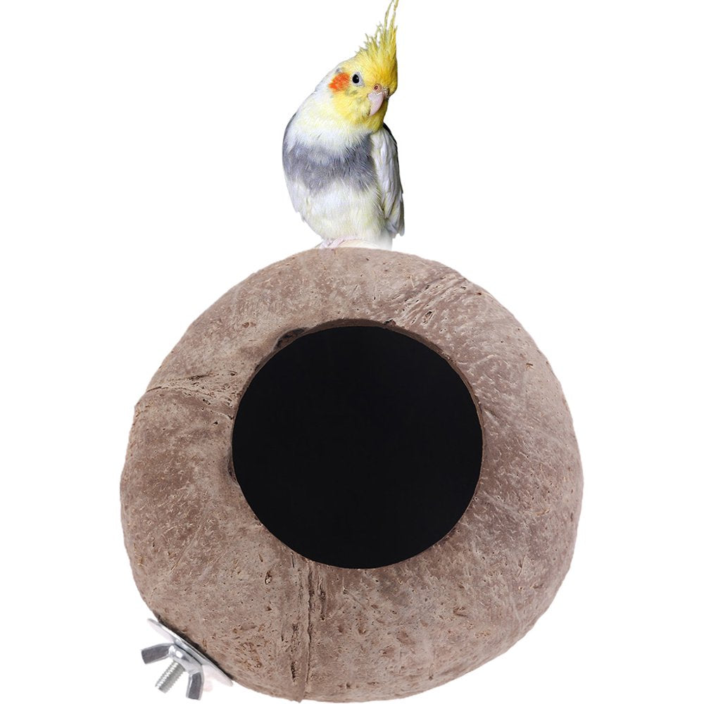 JUNTEX Coconut Bird Nest Hut for Parrot Parakeet Conure Cockatiel Small Animals House Pet Cage Habitats Decor Easy to Install Animals & Pet Supplies > Pet Supplies > Small Animal Supplies > Small Animal Habitats & Cages JUNTEX   