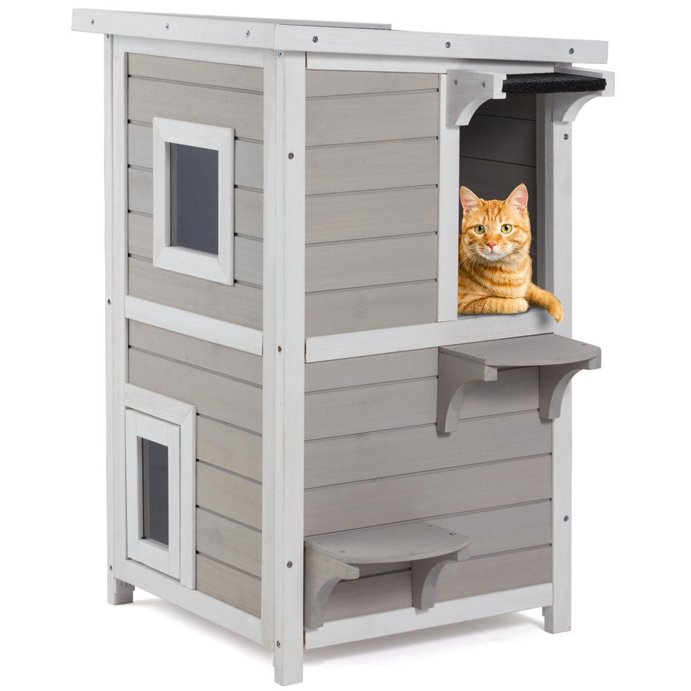 Outdoor Wooden Dog Kennel, Small Animal House with Raised Feet, Waterproof & Openable Asphalt Roof, 33.3”X 24.4”X 22” Animals & Pet Supplies > Pet Supplies > Dog Supplies > Dog Houses AVAWING Cat House-2  