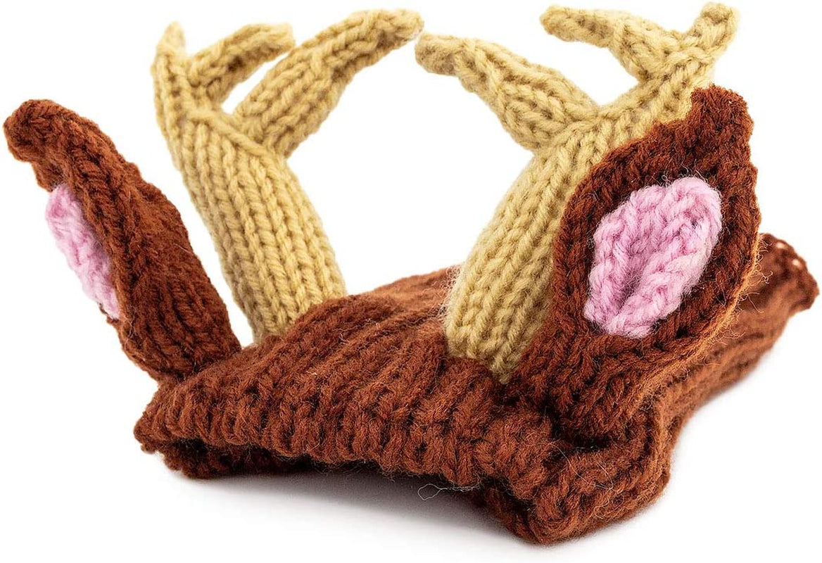 Zoo Snoods Reindeer Costume for Dogs & Cats, Medium - Warm No Flap Ear Wrap Hood for Pets, Dog Outfit for Winters, Halloween, Christmas & New Year, Soft Yarn Ear Covers - Deer Antlers Animals & Pet Supplies > Pet Supplies > Dog Supplies > Dog Apparel Zoo Snoods   