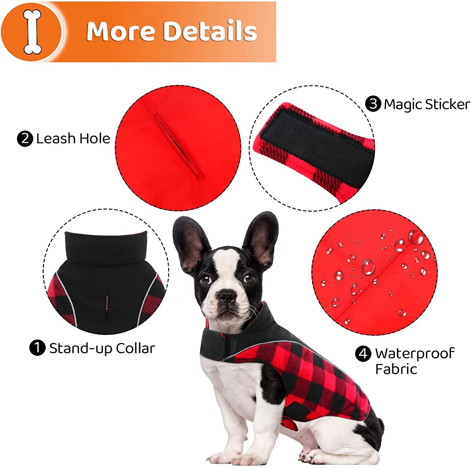 SUNFURA Reflective Dog Cold Weather Coat, British Style Plaid Reversible Waterproof Windproof Pet Winter Warm Vest, Cozy Cotton Lined Stand-Up Collar Outdoor Jacket Apparel for Small Medium Large Dogs Animals & Pet Supplies > Pet Supplies > Dog Supplies > Dog Apparel SUNFURA   