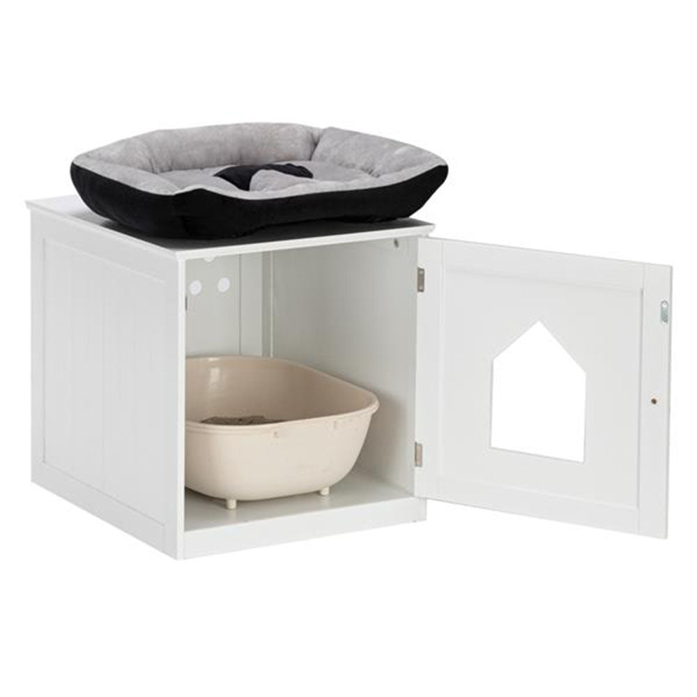 Cat Litter Box Enclosure Cabinet, Large Wooden Indoor Storage Bench Furniture for Living Room, Bedroom, Bathroom, Side Table W/Pet Mat