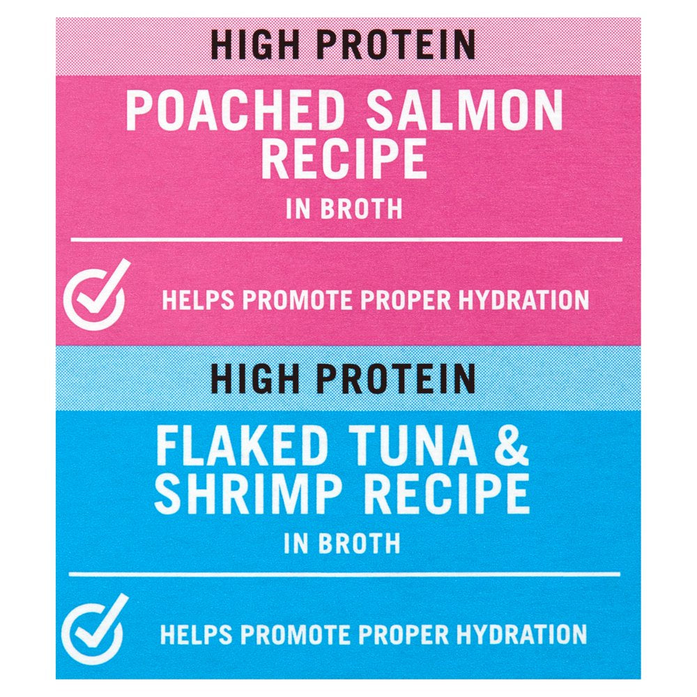 Pure Balance Classic Starters Gourmet Cat Treats, Poached Salmon in Broth and Flaked Tuna & Shrimp in Broth Variety Pack, 1.4 Oz, 5 Count