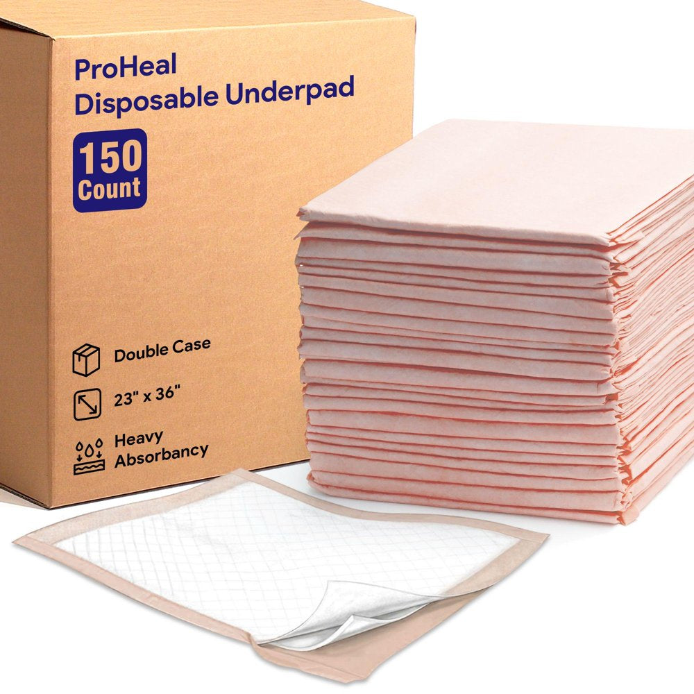 Proheal Disposable Underpads (15 Pack) 23" X 36" - Heavy Absorbent Chux Incontinence Bed Pads Animals & Pet Supplies > Pet Supplies > Dog Supplies > Dog Diaper Pads & Liners ProHeal 150  