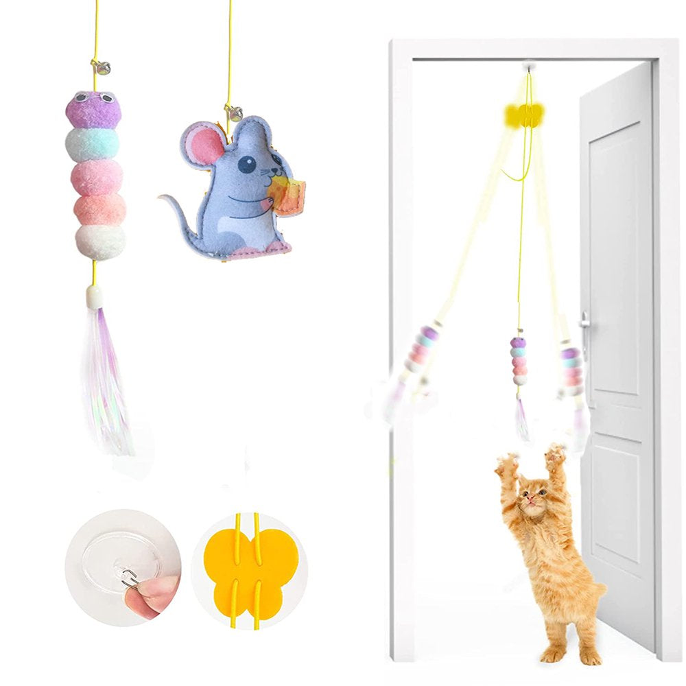 Feelers Cat Feather Toys, Interactive Hanging Cat Toy for Indoor Cats, Caterpillar & Felt Kitten, 2 PCS Animals & Pet Supplies > Pet Supplies > Cat Supplies > Cat Toys Feelers Type C(2PCS)  