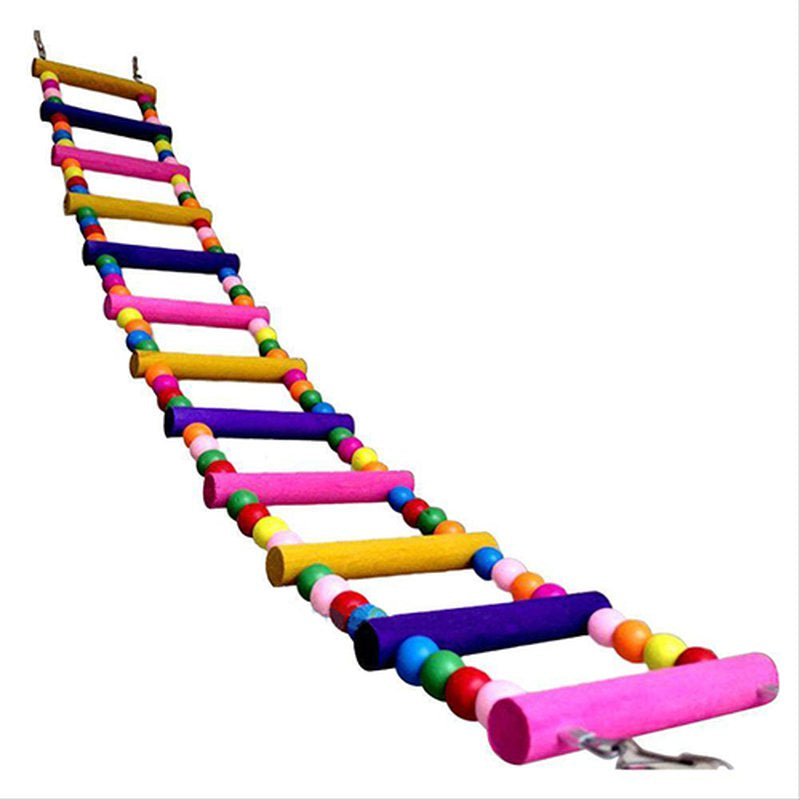 GYMNASTIKA Bird Pet Toy Ladder,Multicolor Ladder Bridge Budgie Parrot Climbing Bite Toy Parakeet Swing Bird Toy Animals & Pet Supplies > Pet Supplies > Bird Supplies > Bird Toys Bluelans   