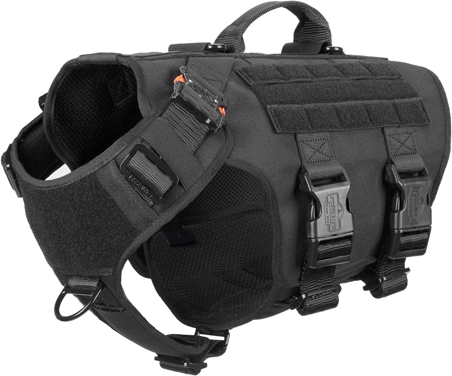 ICEFANG Tactical Dog Operation Harness with 6X Buckle,Dog Molle Vest with Handle,3/4 Body Coverage,Hook and Loop Panel for ID Patch,No Pulling Front Clip (L (28"-35" Girth), Coyote Brown) Animals & Pet Supplies > Pet Supplies > Dog Supplies > Dog Apparel frostwolf Black Large (Pack of 1) 