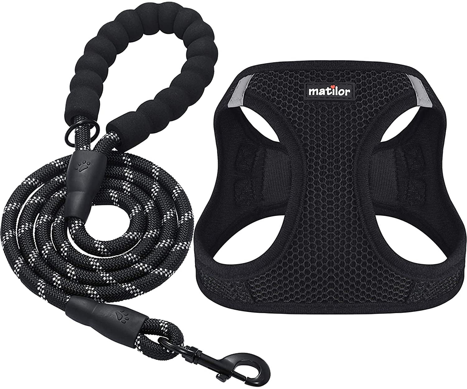 Matilor Dog Harness Step-In Breathable Puppy Cat Dog Vest Harnesses for Small Medium Dogs Animals & Pet Supplies > Pet Supplies > Dog Supplies > Dog Apparel matilor Black L (Chest 17''-20'', Weight 14-19 lb) 