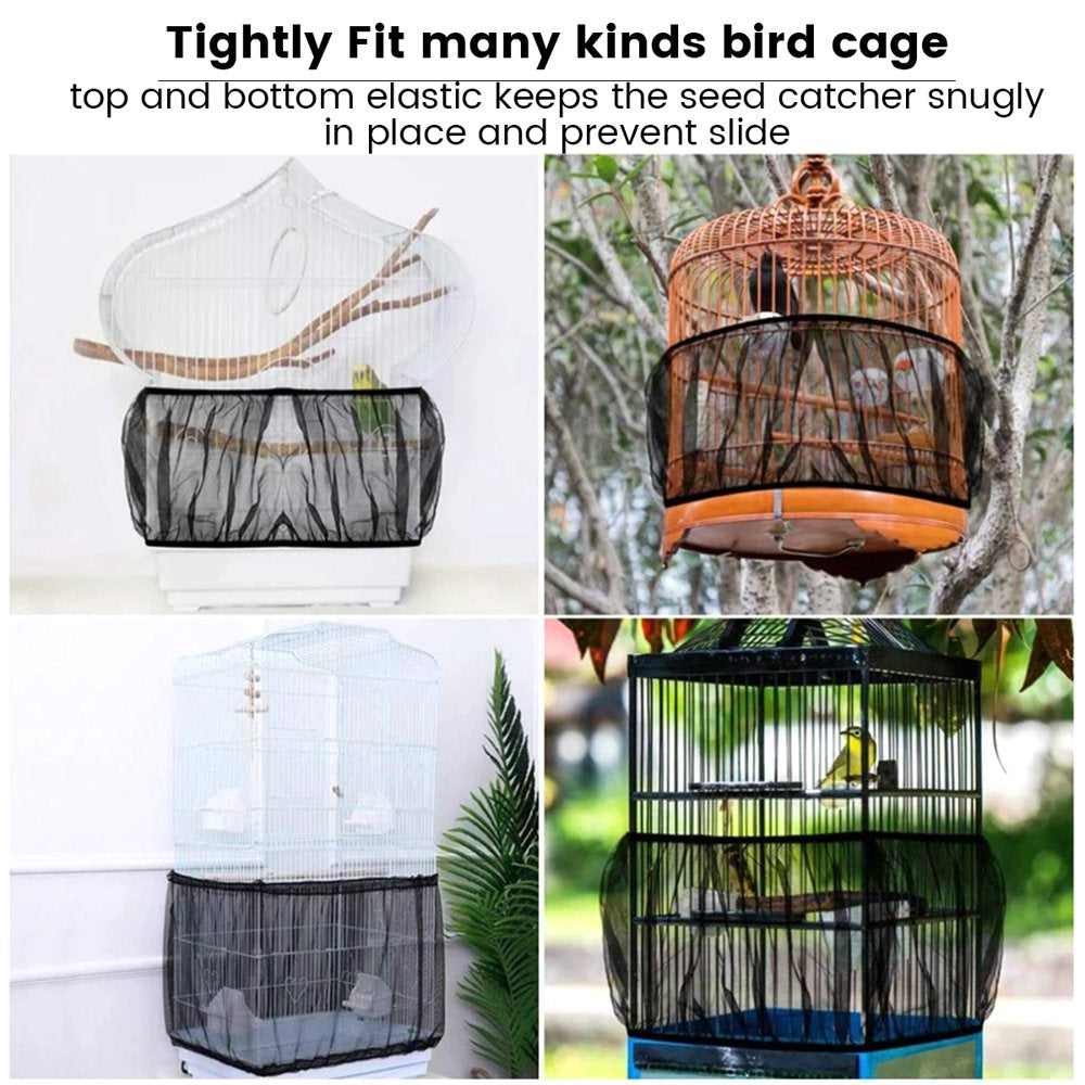 Niyofa Birdcage Cover Adjustable Bird Cage Seed Catcher Nylon Parrot Cage Skirt Washable and Reusable Mesh Pet Bird Cage Skirt Guard Cage Accessories for Square round Cage Animals & Pet Supplies > Pet Supplies > Bird Supplies > Bird Cage Accessories Niyofa   