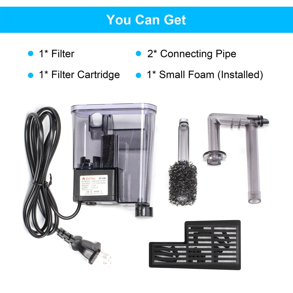 Datoo Aquarium Hang on Filter Small Fish Tank Hanging Filter Power Waterfall Filtration System Animals & Pet Supplies > Pet Supplies > Fish Supplies > Aquarium Filters DaToo   