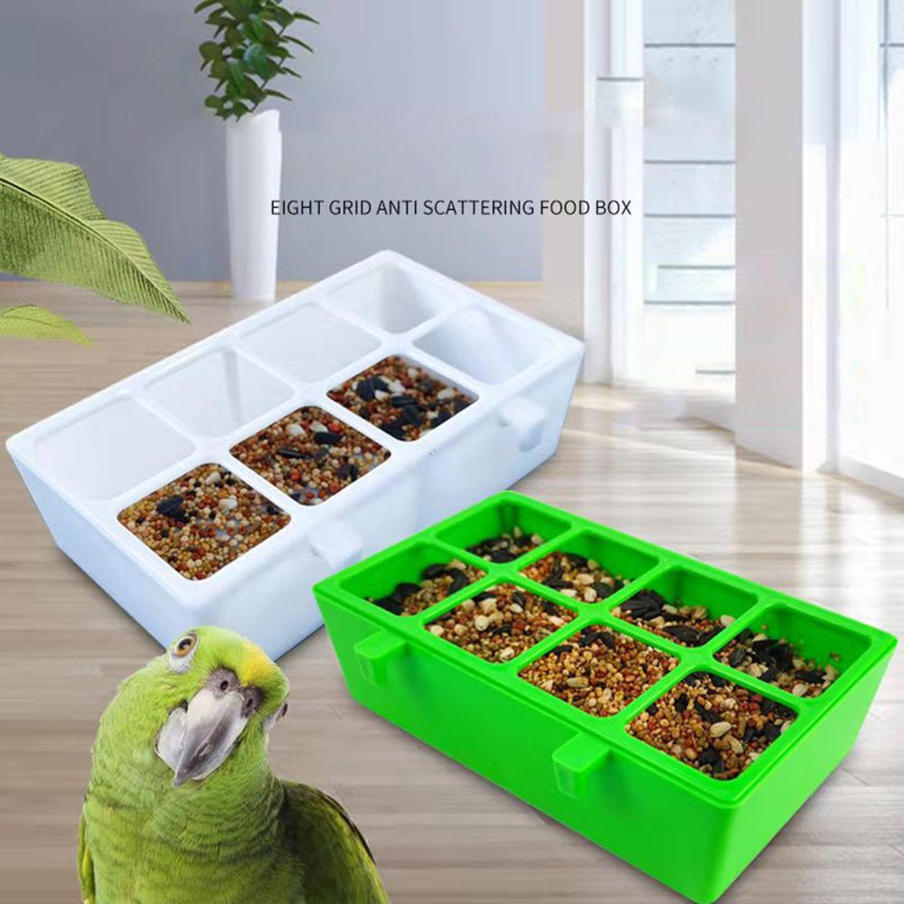 HEVIRGO Parrot Feeder 8 Compartments Splash-Proof Food Bowl Pet Bird Hanging Feeding Container Cage Accessories Green ABS Animals & Pet Supplies > Pet Supplies > Bird Supplies > Bird Cage Accessories HEVIRGO   