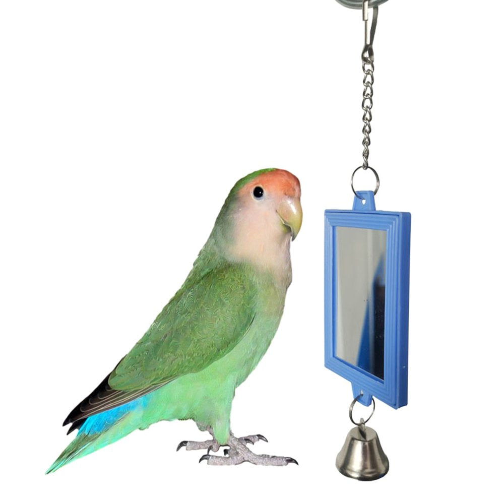 Bird Toys Acrylic Mirrors with Bells Parrot Mirror Cage Toy for Small Birds