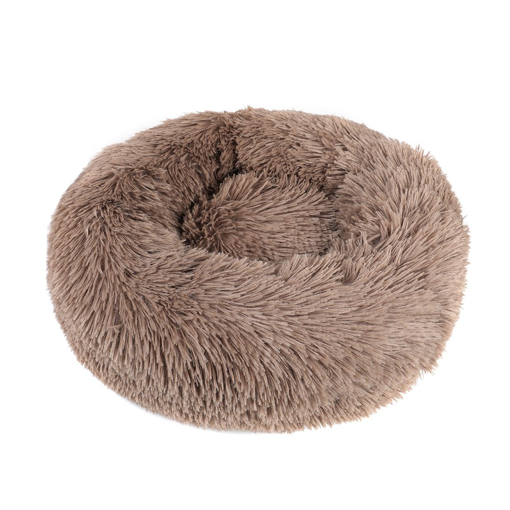 Round Plush Pet Bed for Dogs & Cats,Fluffy Soft Warm Calming Bed Sleeping Kennel Nest Animals & Pet Supplies > Pet Supplies > Cat Supplies > Cat Beds source max 20" Khaki 