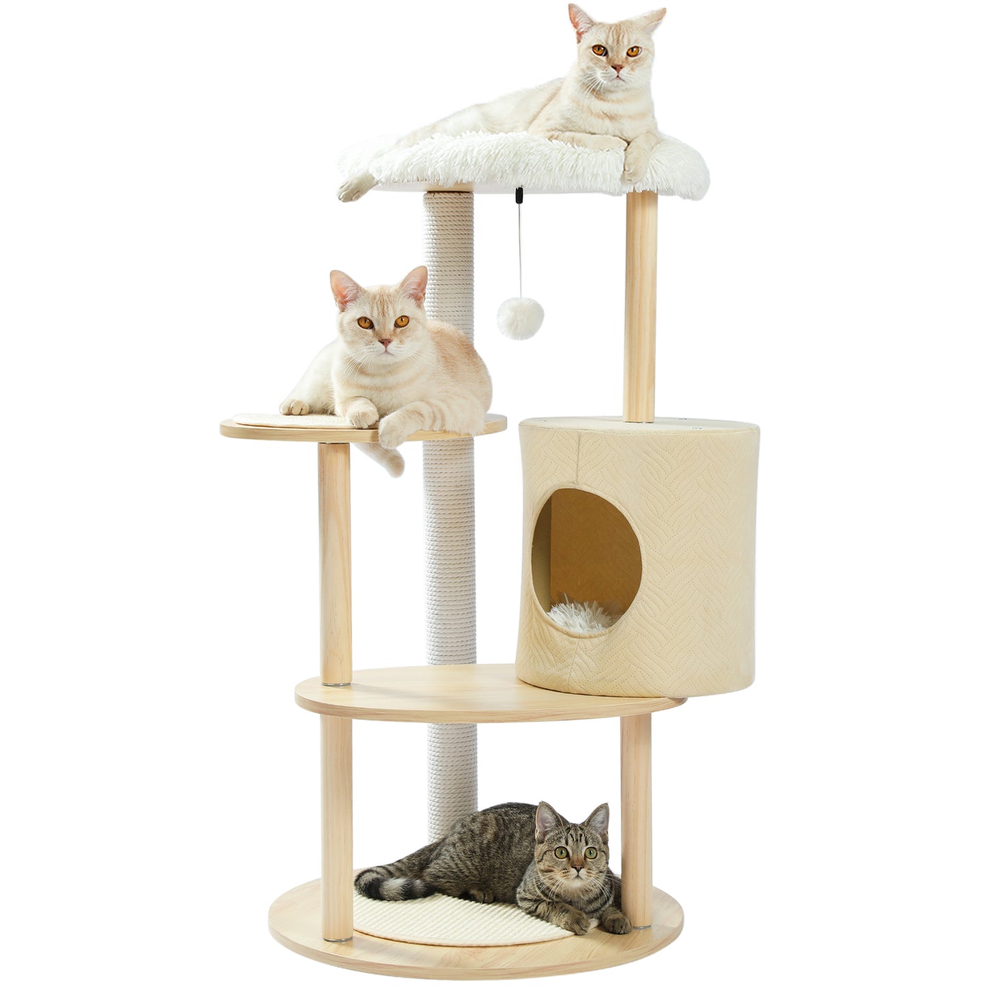 PAWZ Road 38.2" Wooden Cat Tree Towers Modern Cat Furniture, Beige Animals & Pet Supplies > Pet Supplies > Cat Supplies > Cat Furniture PAWZ Road   