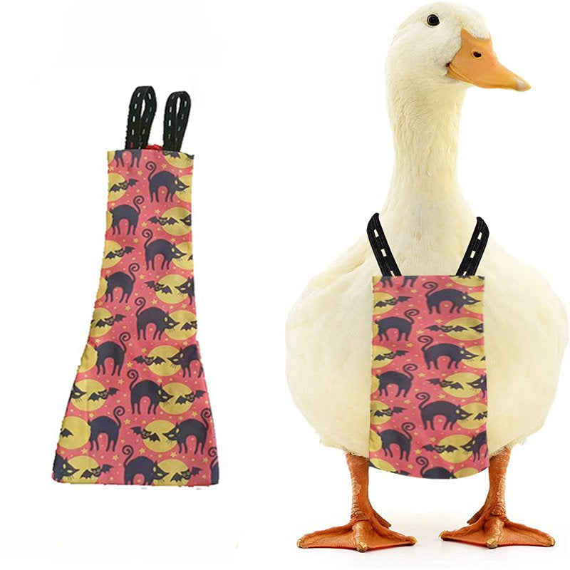 Techinal Adjustable Chicken Diaper for Pet Duck/Goose/Pigeon/Hens Washable Poultry Clothes 4 Halloween Themed Print Reusable